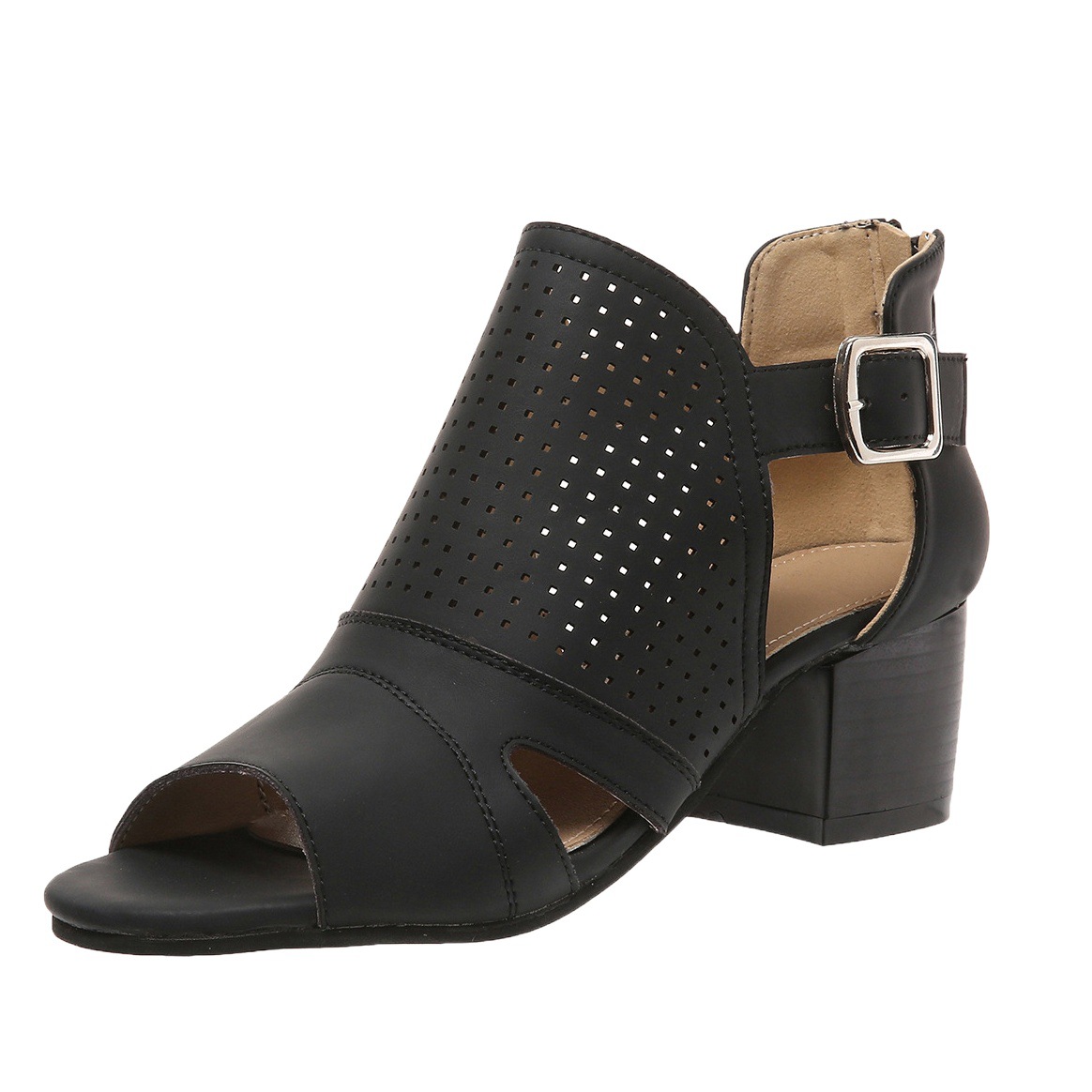 Juhiti Spot New European and American Fashion Large Size Laser Thick Heel Women's Sandals Export Women's Buckle High Heel Sandals for Women