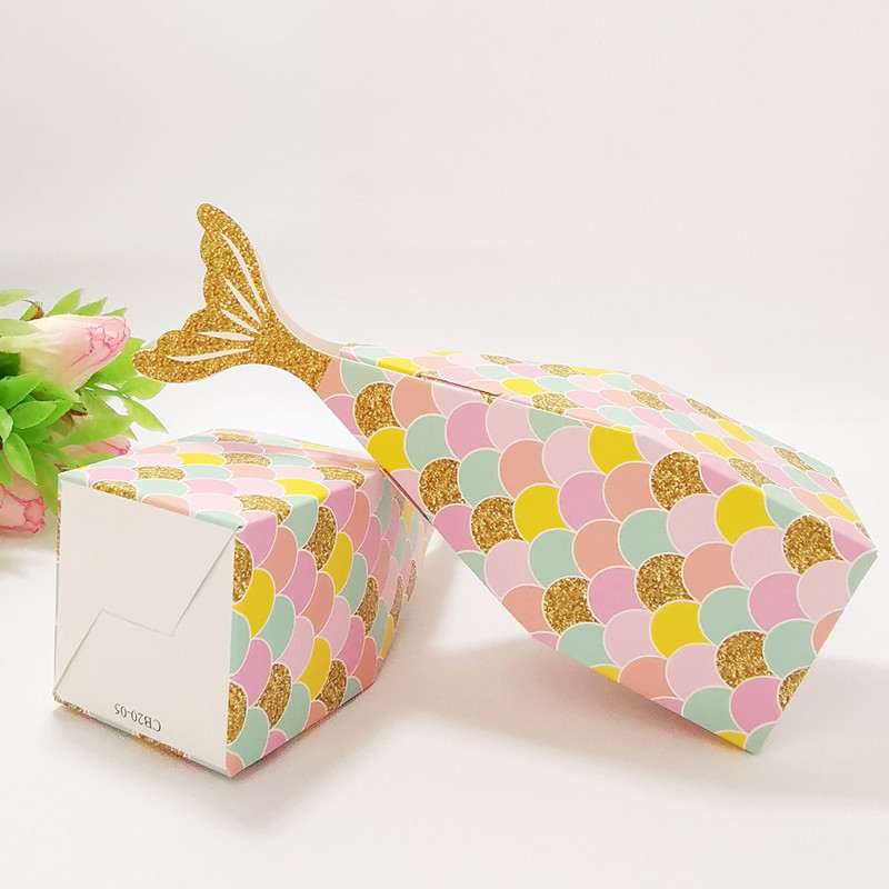 Picture of Wedding Fishtail Candy Box Wedding Return Gift Kidsren's Birthday Party Mermaid Gift Packaging Box Gift Box