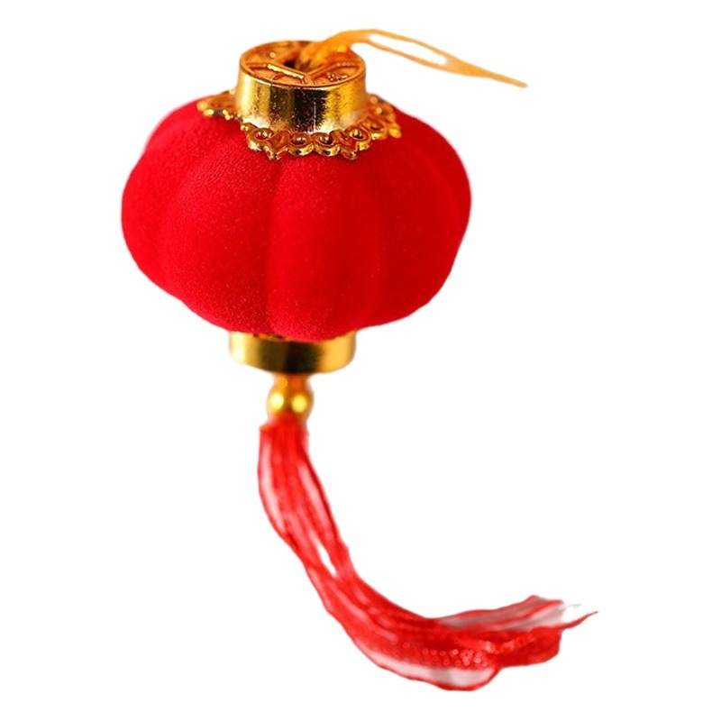 2025 Flocked Small Lanterns New Year Festival Decoration Hanging Ornaments New Year's Day Spring Festival Lanterns Bonsai Big Red Palace Lantern String Wholesale