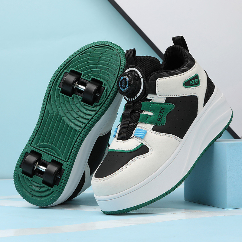 Four-wheeled children's runaway shoes boys' skates double-rowed wheels invisible pulley shoes boys girls with wheels sneakers