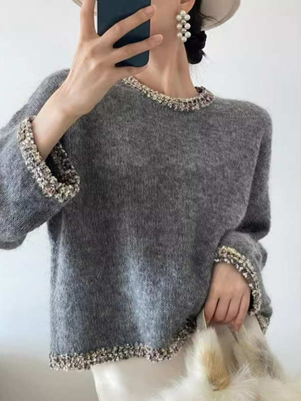 French Style Trendy Sweater Knitted Sweater Autumn and Winter Lazy Slimming All-match 2024 New Women's Base Inner Top Trendy