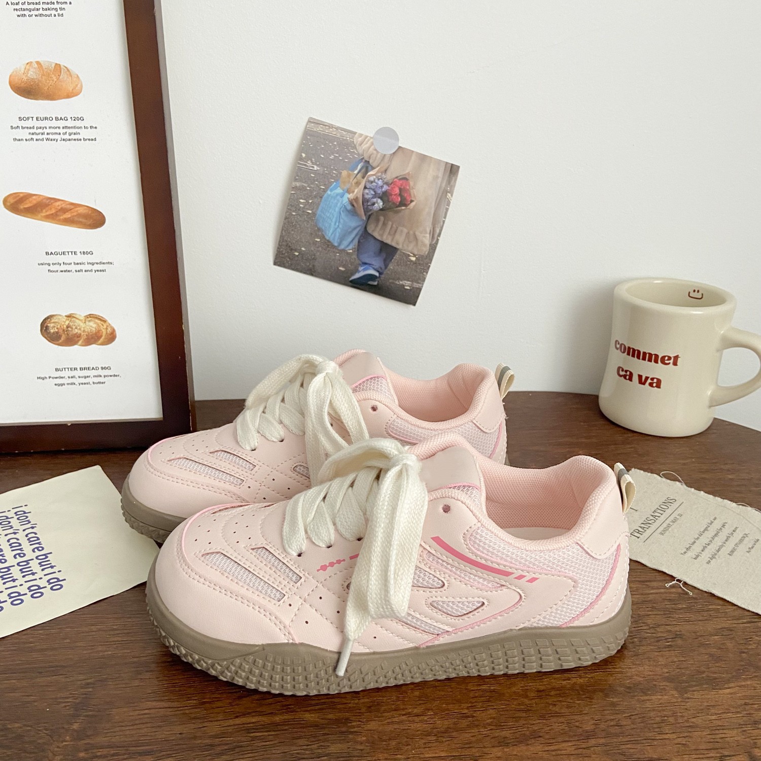 Pink German Training Double Mesh Shoes Women's Ugly Cute Summer New Chic Niche Korean Style Breathable Sports Forrest Gump White Shoes