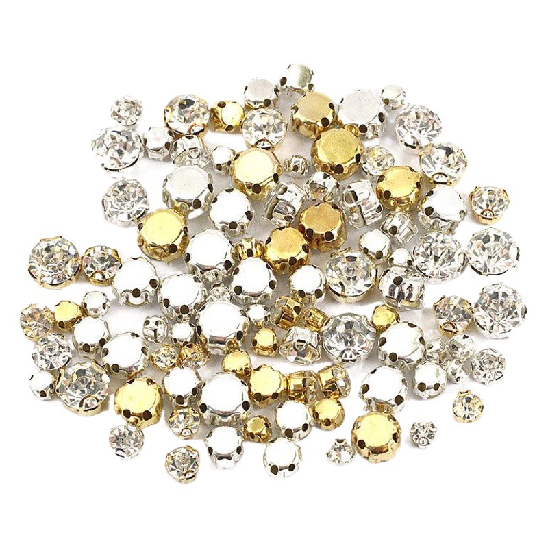 Picture of Binaural hand-stitched glass d-shaped claw drill rhinestone D-shaped crystal grab drill handmade diy wedding dress accessories material