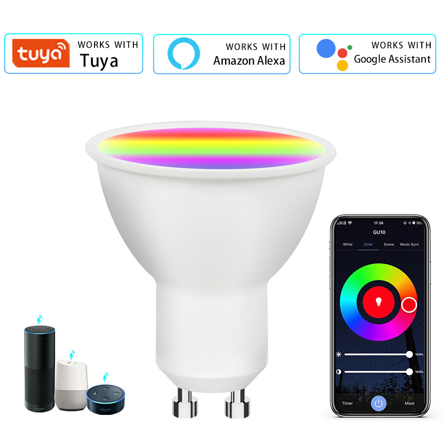 Picture of Graffiti WIFI Smart GU10 Lamp Cup RGCW Dimming Color Sound Control Spotlight Support Alexa Speaker Control
