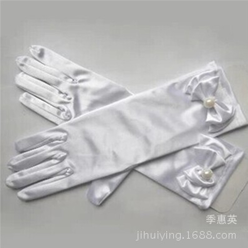 Children's dance clothes princess dress long long gloves flower girl dress bow gloves satin gloves wholesale
