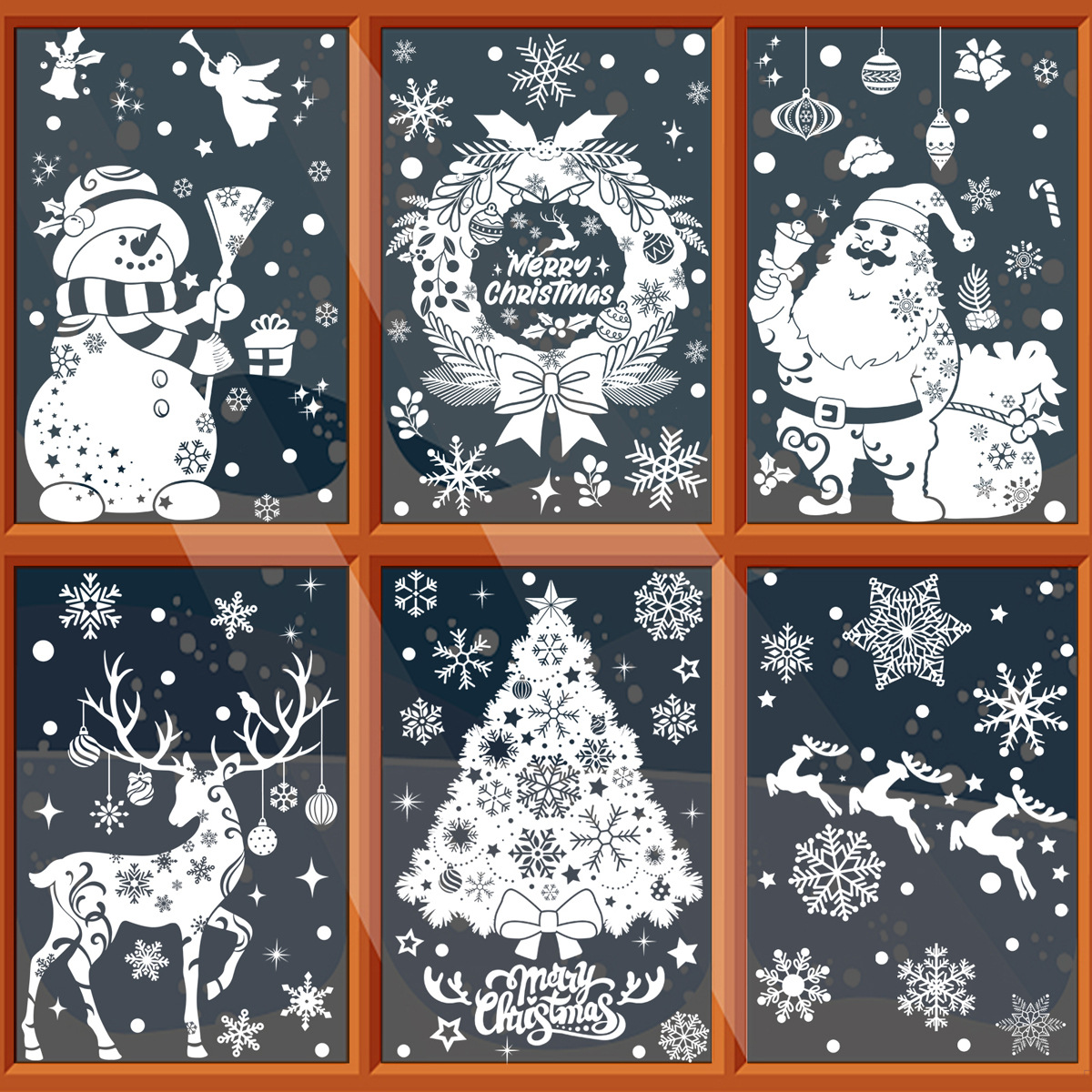Christmas decorations elk snowman window stickers Christmas mall glass window layout Merry Christmas static stickers