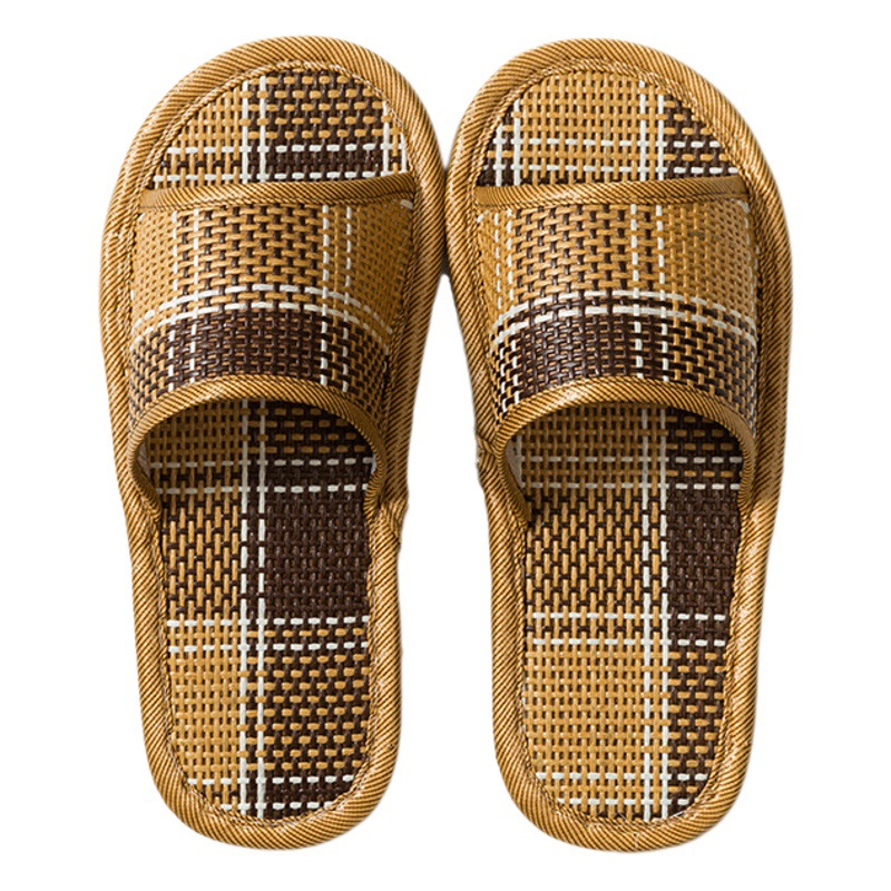 Rattan Straw Sandals Men's Summer Home Indoor Non-Slip Home Couple Wooden Floor Straw Mat Women's Summer Home
