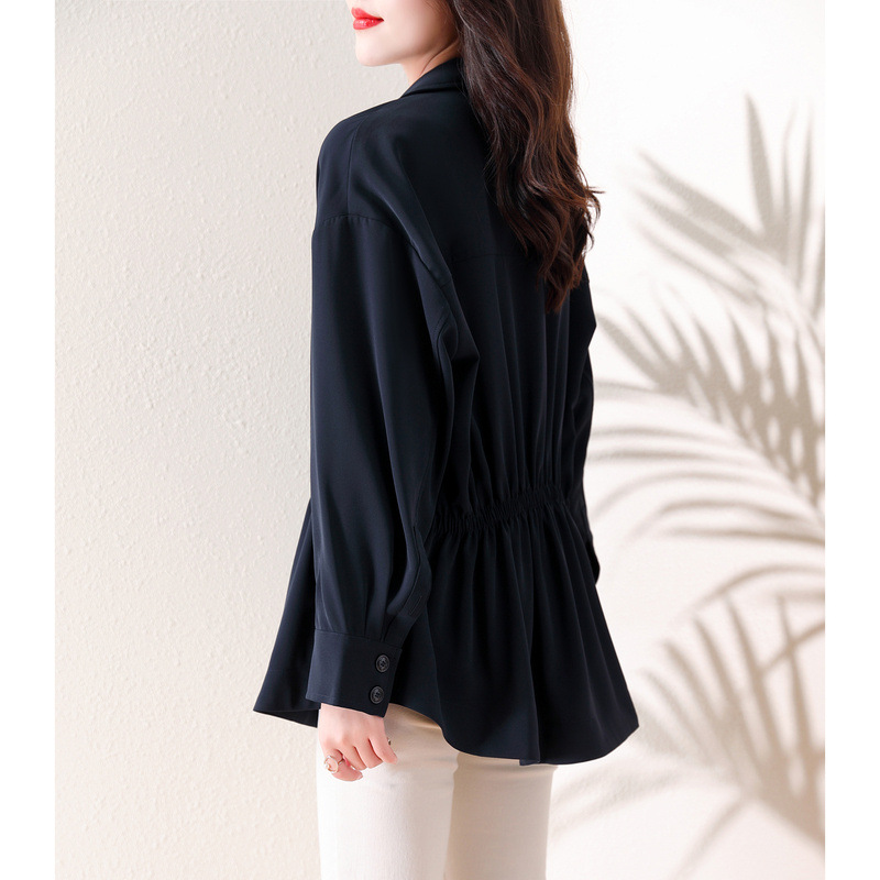 Picture of Real shot autumn new drawstring waist coat temperament short women's trench coat fashion top