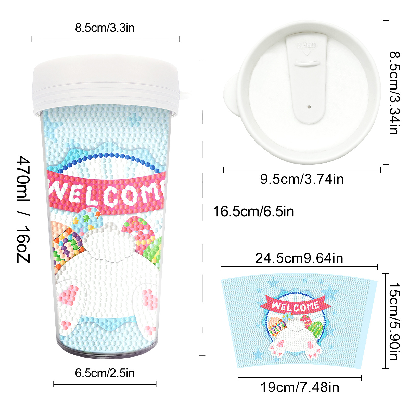Picture of Diamond Painting Peripherals, New and Unique Cups, Cross-Border Supply, Diamond Stickers, Embroidery, DIY Handmade Full Diamond Creative Decorative Paintings Wholesale
