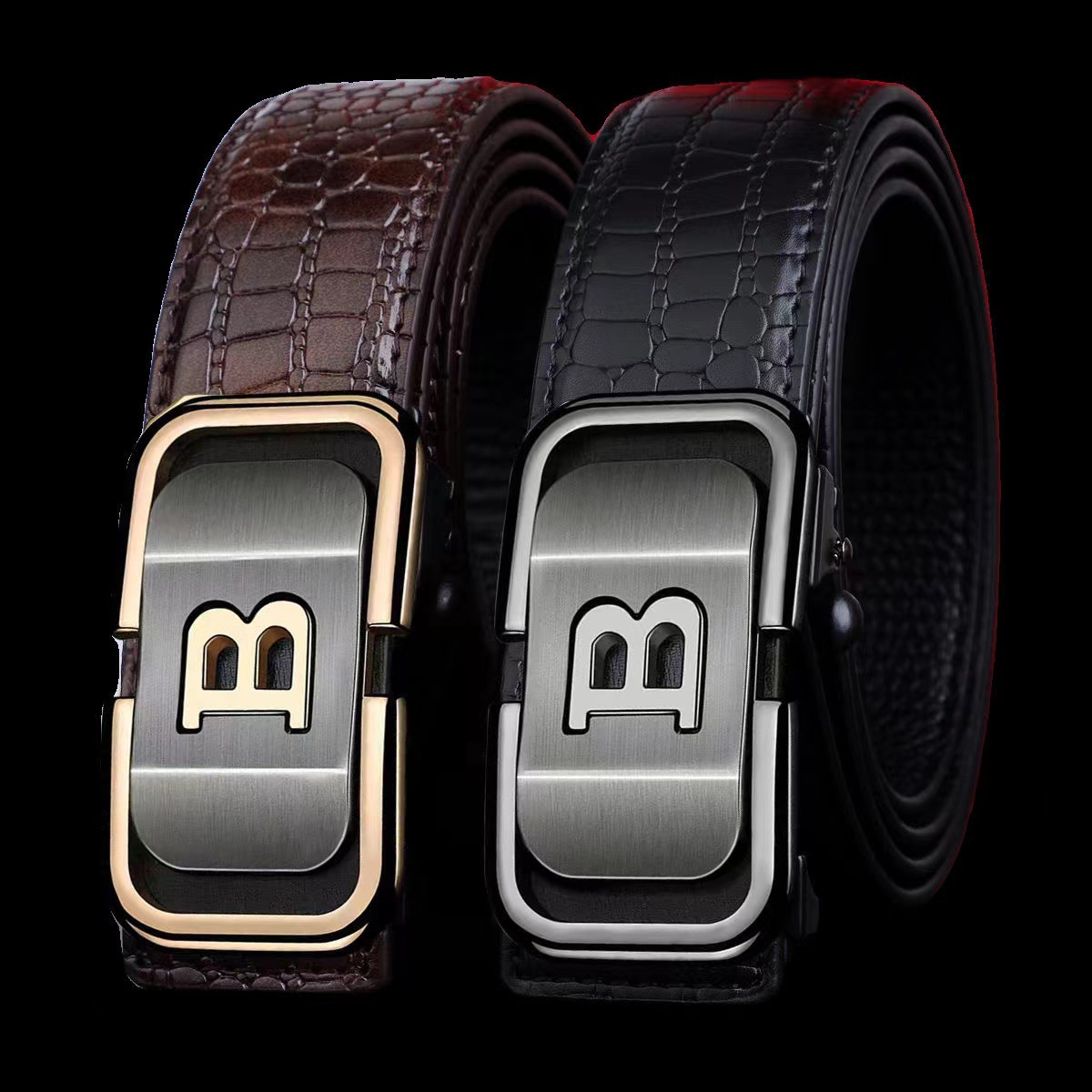 Belt Men's New Men's Automatic Toothless Cowhide Belt Fashion Business Elite Dress Pants Belt Internet Popular in stock