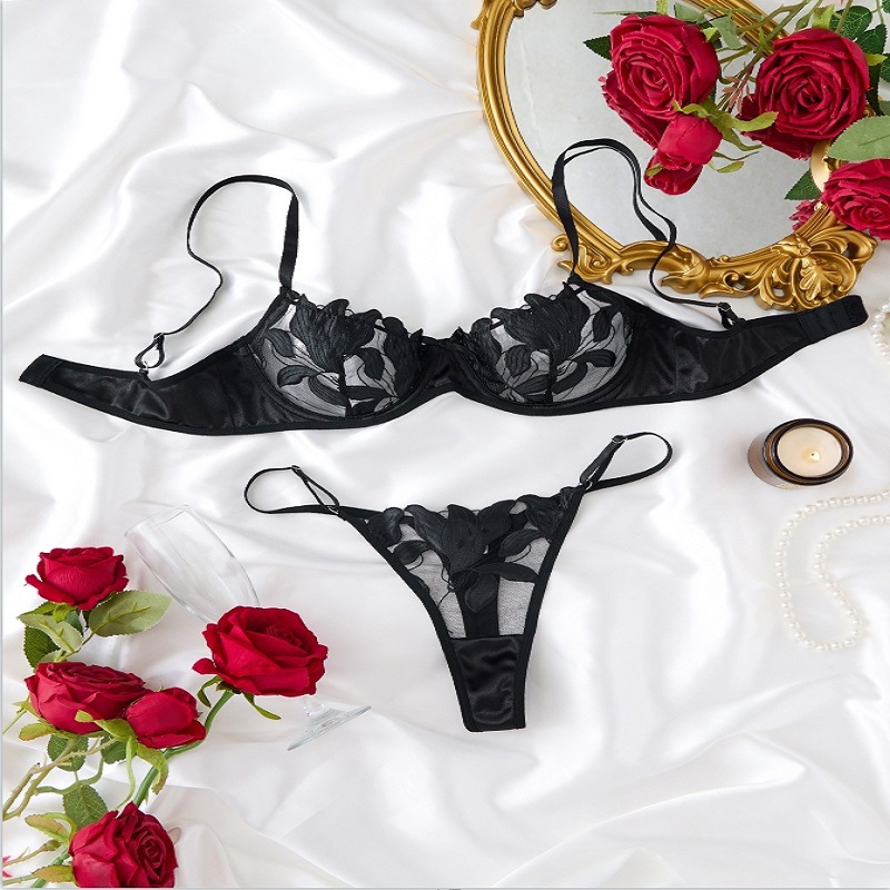 Picture of Europe and the United States small fresh flower embroidery sexy underwear sexy bra Amazon sexy suit ladies 23171