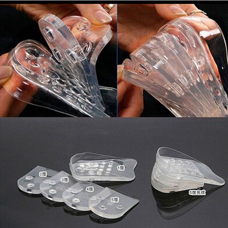 Five-layer silicone transparent invisible insole wholesale three-layer adjustable unisex insole