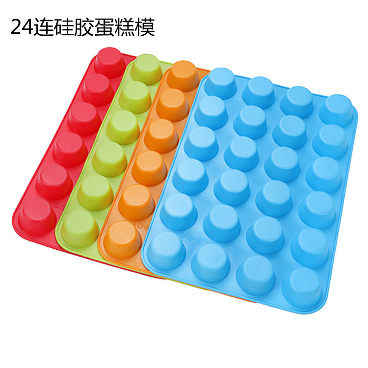 DIY Baking Mold 24-Piece Small Round Silicone Cake Mold Household Silicone Baking Pan Small 24-Cup Non-Stick Mold