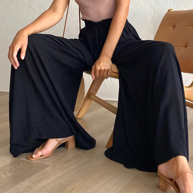 Amazon summer new women's clothing foreign trade hot pants skirt solid color draped loose pants fashion casual wide leg pants