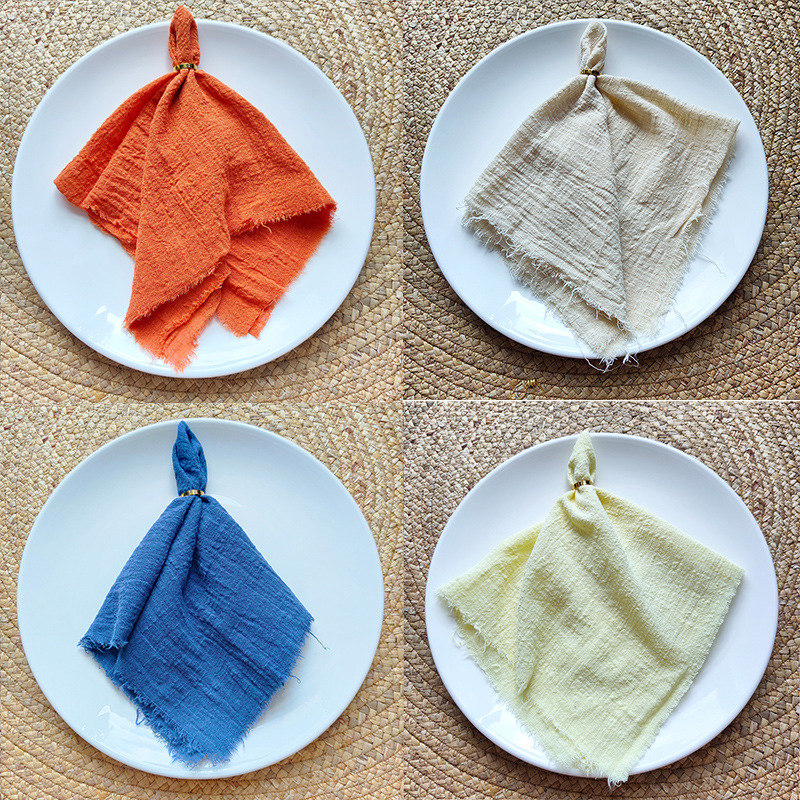 Amazon Gauze Napkin Cloth Pure Color Cheesecloth Wedding Party Cloth Western Table Decoration Placemat Cotton