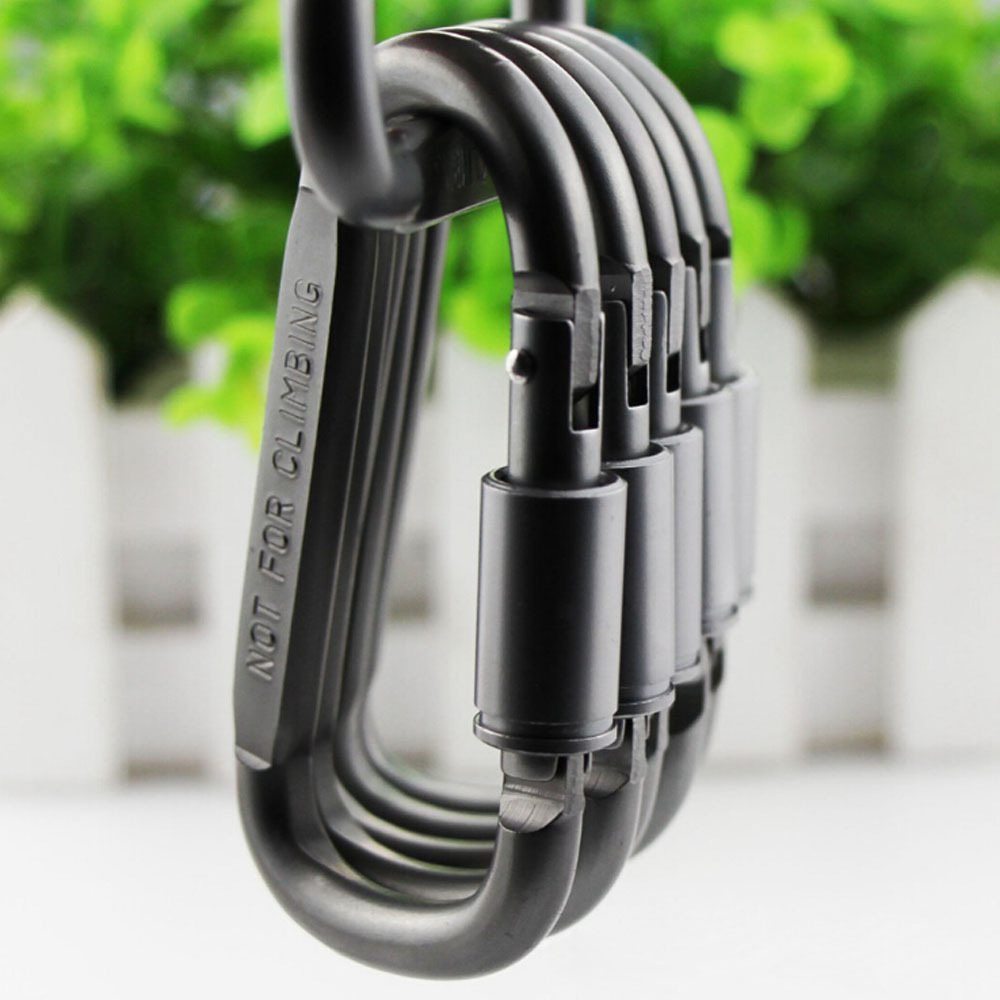 Picture of high quality bold 8CM with lock D type mountaineering buckle quick hanging nut buckle hanging buckle aluminum alloy backpack buckle