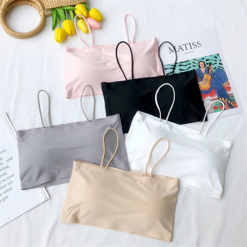 Picture of Summer Beautiful Back Ice Silk Sling Tube Top Wrapped Chest Intimates Female Students Korean Style Sports Vest Anti-Exposure with Chest Pad