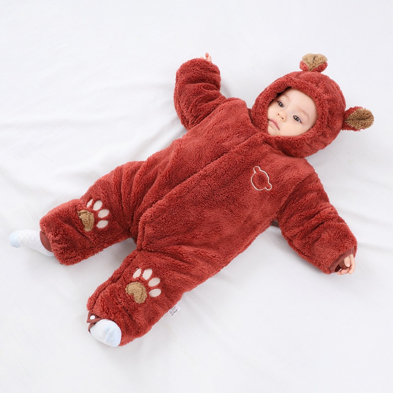 Picture of Baby's jumpsuit autumn and winter baby's thick warm climbing clothes newborn's cotton-padded clothes baby clothes fleece-lined clothes