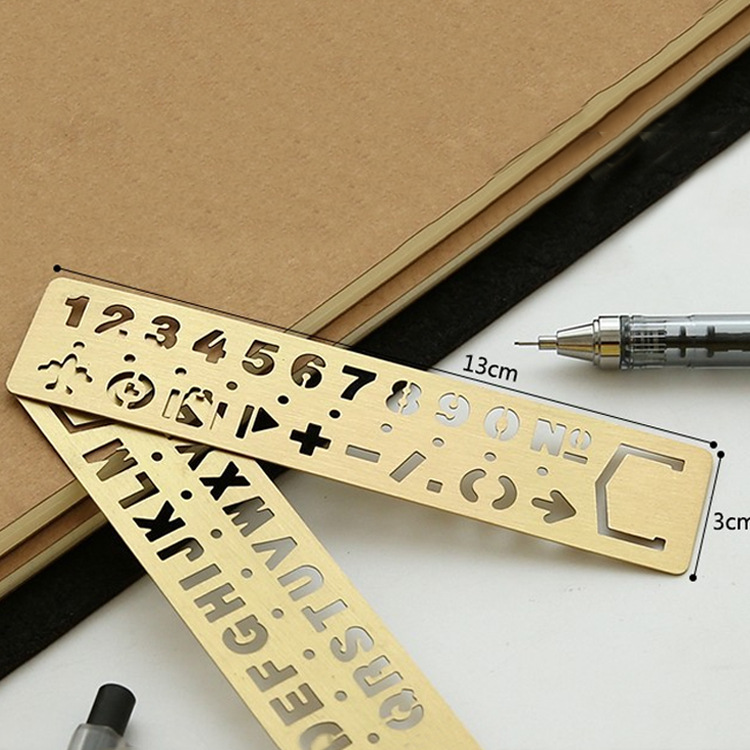 Picture of Metal Bookmark Measuring Drawing Ruler Primary School Students Hollow Bookmark Multifunctional Alphanumeric Template Ruler