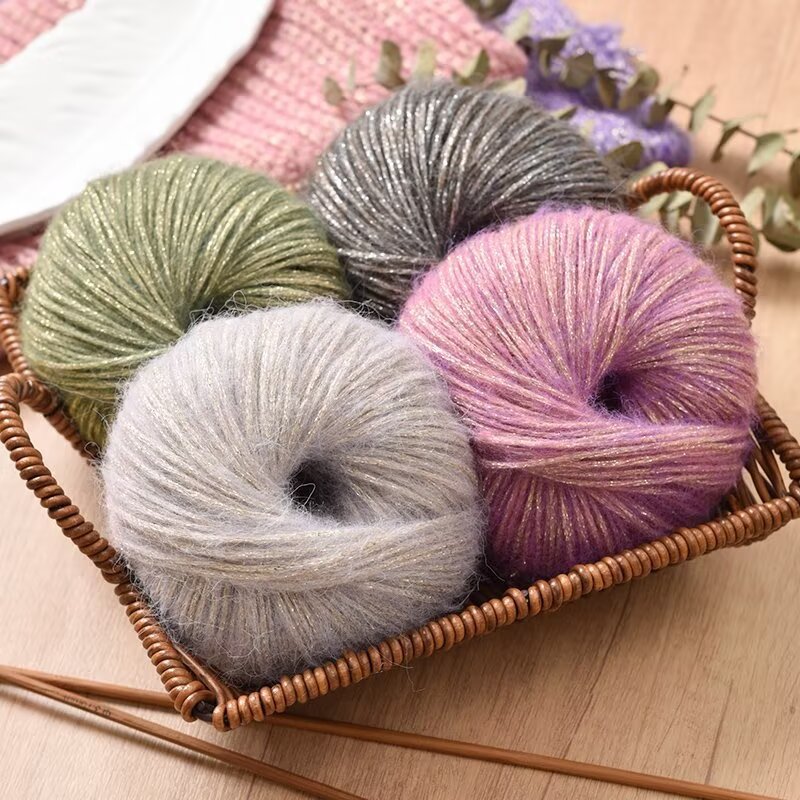 Galaxy upgrades glitter long-haired mohai ultra-fine wool hand-knitted DIY soft close-fitting sweater jacket scarf