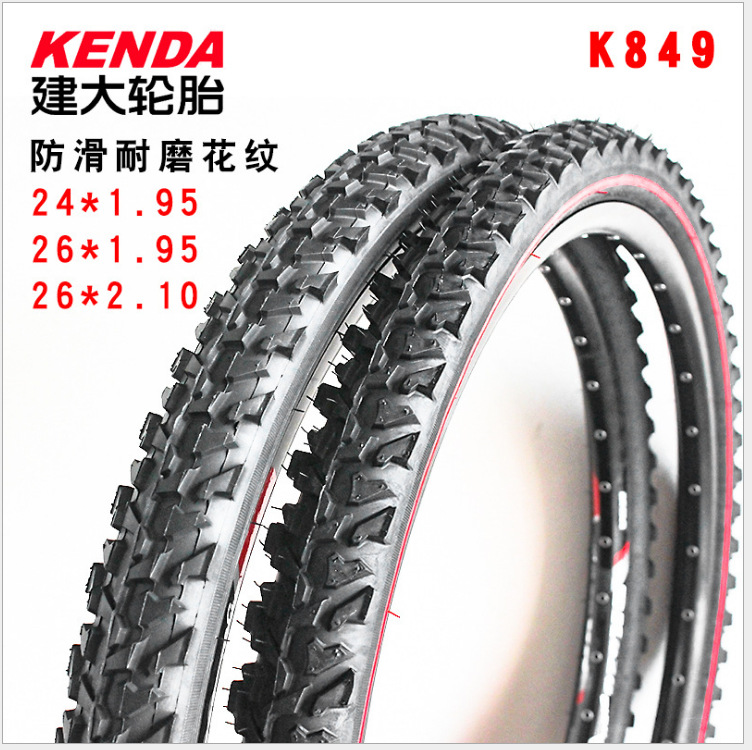 Jianda mountain bike outer tire K849 24 26*1.95 2.1 bicycle tire 26-inch thickened red edge tire