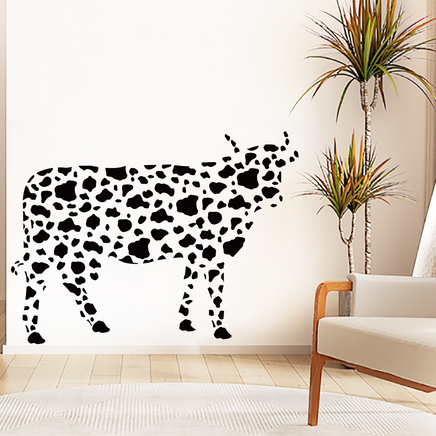 Picture of Cross-border Amazon Foreign Trade Cow Spotted Pattern Wall Stickers Black Geometric Stars Bedroom Home Decoration Wall Stickers