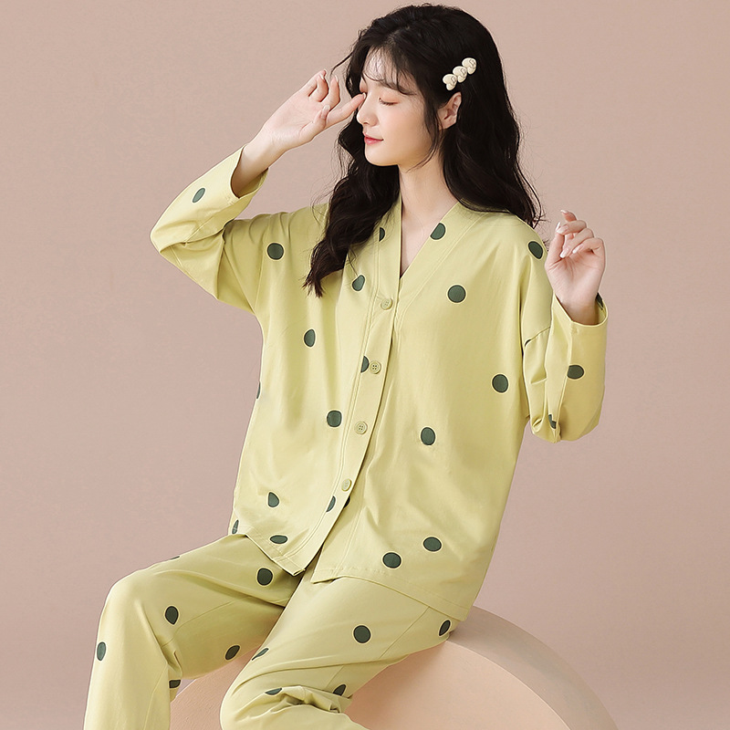 Pajamas women's spring and autumn autumn cotton new long-sleeved home wear women's summer thin plus size suit