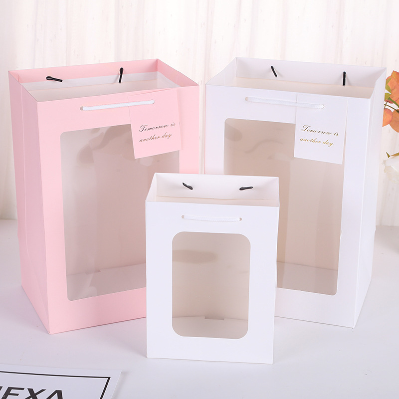 Picture of Transparent Gift Bag, Window Gift Bag, Souvenir Bag, Holiday Flower Packaging Bag, Bouquet Handbag, Gift Box