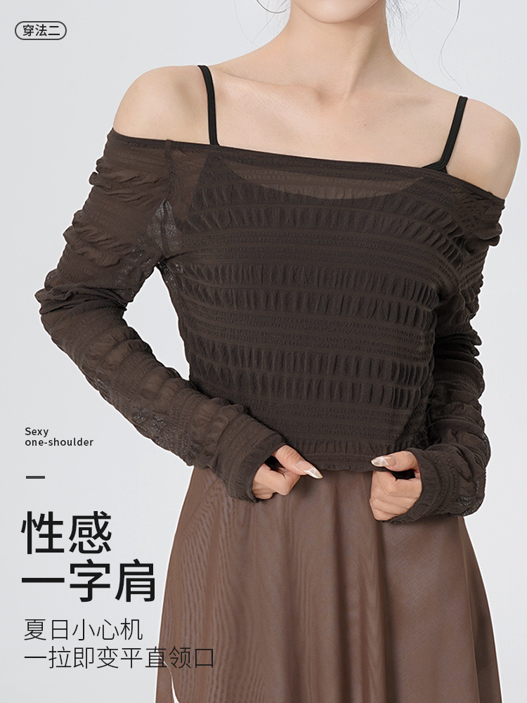 Picture of Ballet Practice Tops for Women, Adult Pile-Up Sleeves, Two-Wear Dance Clothes, Summer Short Teacher Training Body Suits