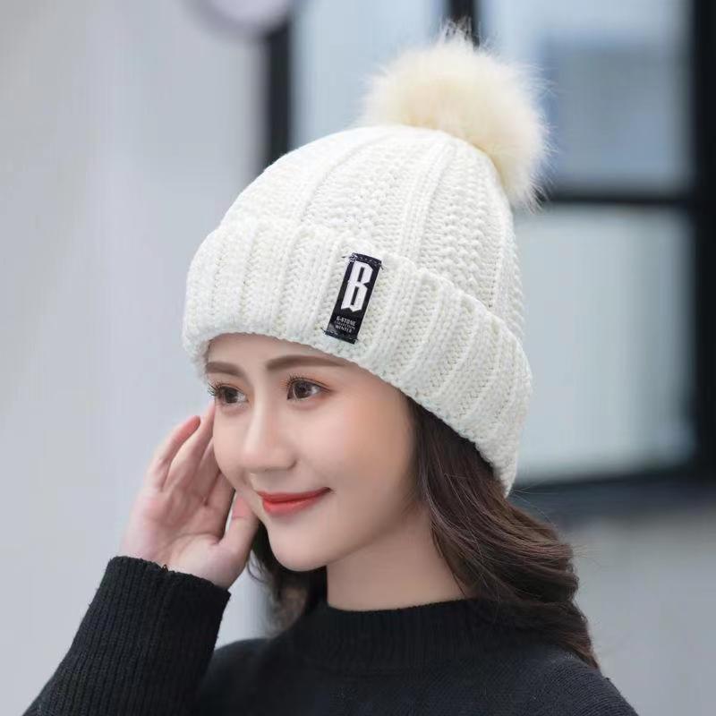 Picture of Hat Women's Autumn and Winter Velvet Thickeneded Korean Style Versatile Warm Cycling Women's Knitted Cold-Proof Hat Ear Protection Hat
