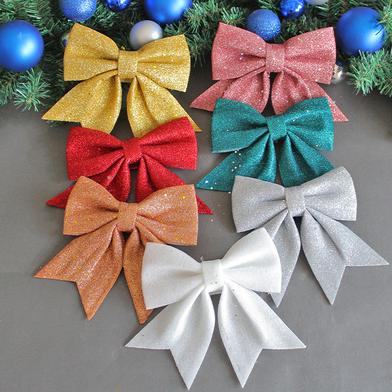 Hong Kong Love Christmas Pearl Cotton Gold Pink Bow DIY Shopping Mall Christmas Tree Decoration Pendant Gift Box Accessories