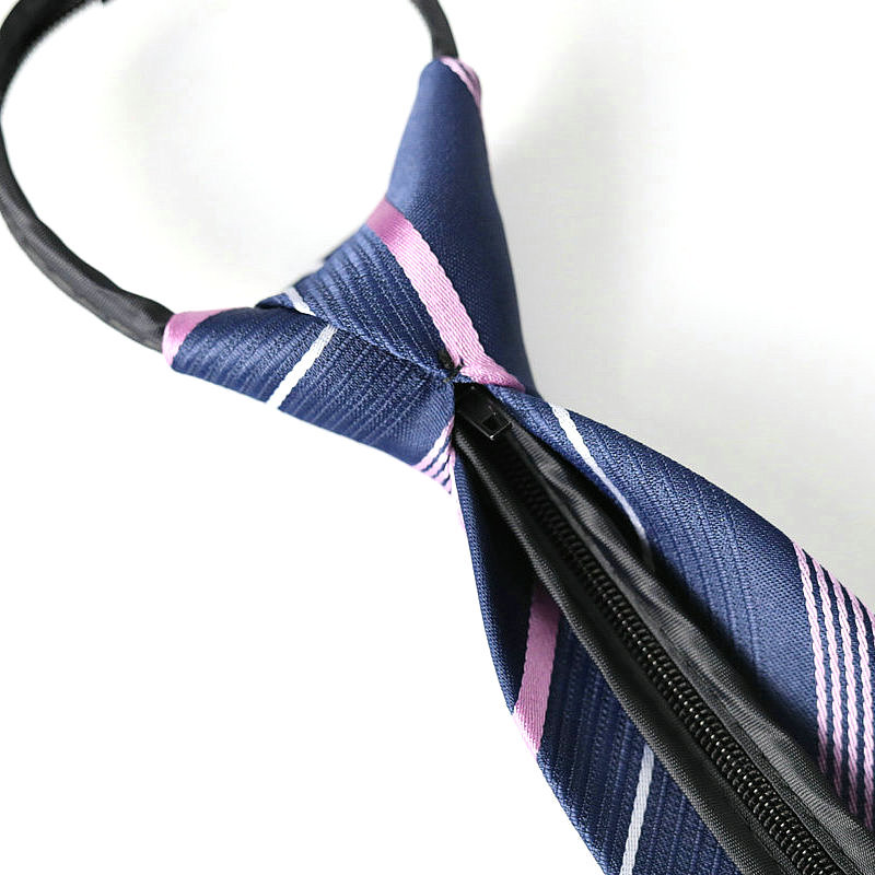 Picture of Men's business formal wear stripe free zipper wholesale lazy tie 8CM logo LOGO factory wholesale