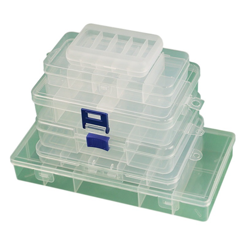 5-grid fixed detachable plastic storage box transparent with lid jewelry stationery Toy Box hardware fishing gear box
