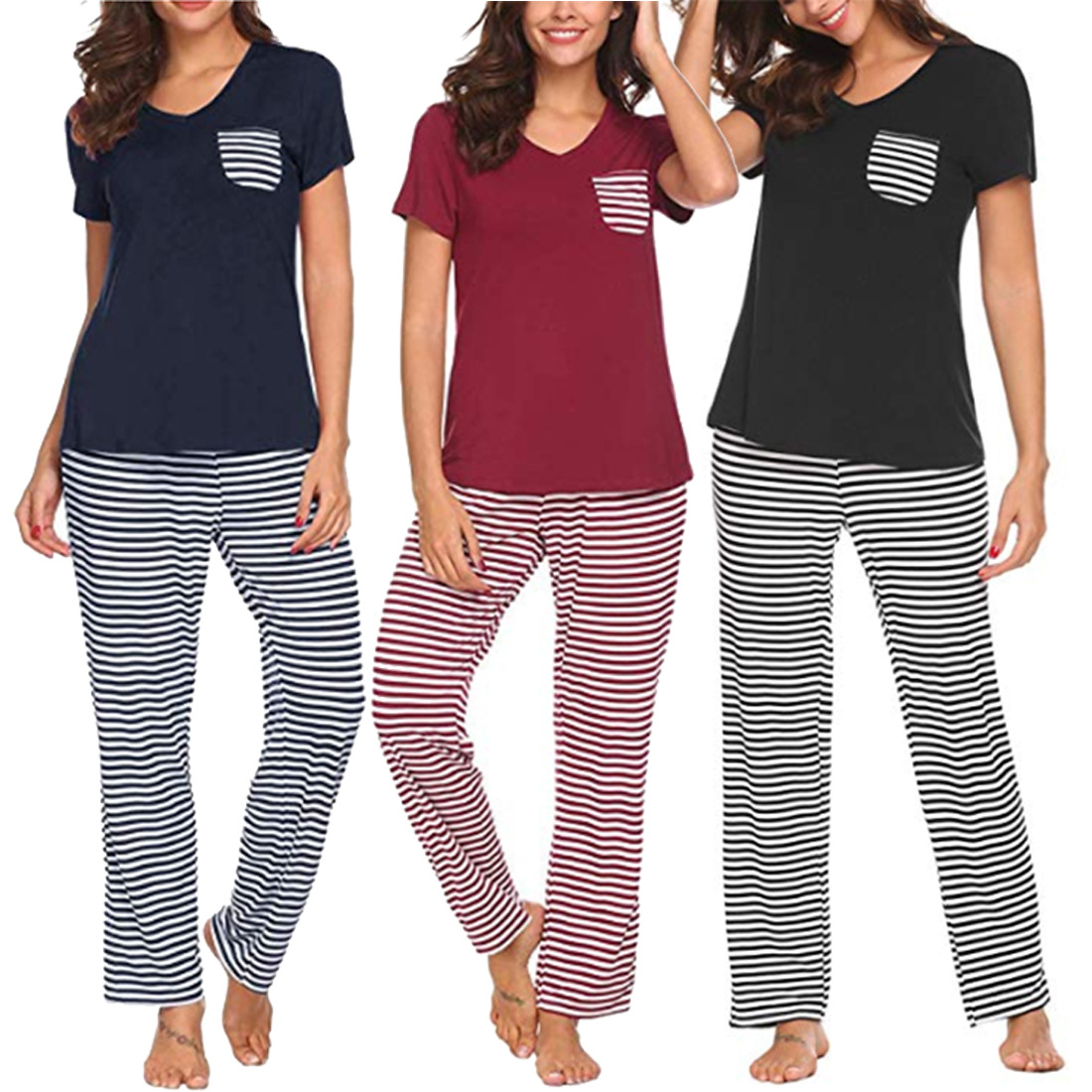 Picture of Amazon 2024 New Home Clothes Women's Modal Pajamas Set European and American Clothing Autumn and Winter Short-Sleeved Pants Pajamas