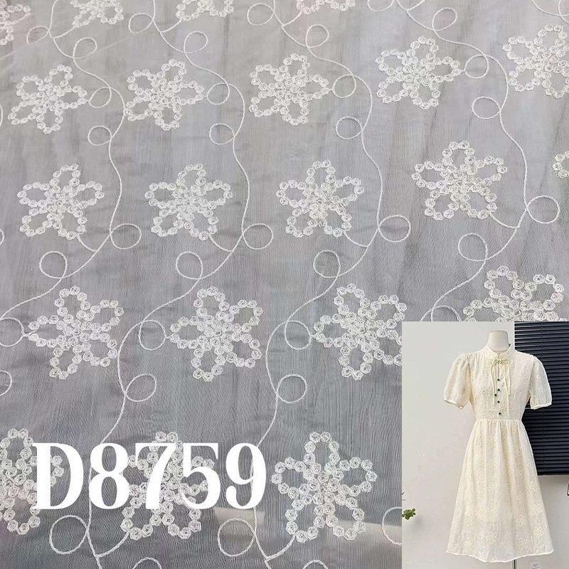Xiaojun Textile Computer Mesh Embroidered Printed Fabric Fashion Fabric Children's Wear Fabric Dress Hanfu Fabric