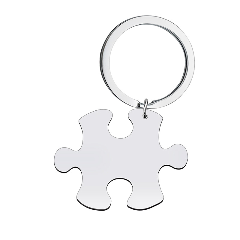 Picture of Stainless Steel Couple Keychain We Will always be connected Puzzle Necklace Stitching Pendant
