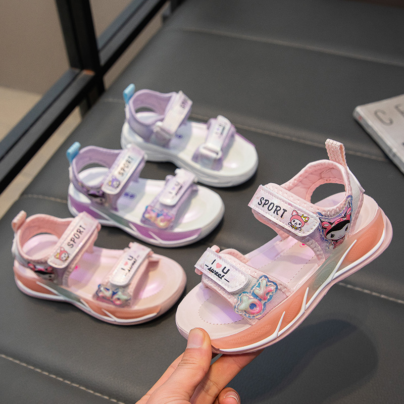 Girls Sandals 2025 New Summer Soft Sole Sports Beach Shoes Fashionable Baby Girl Princess Shoes