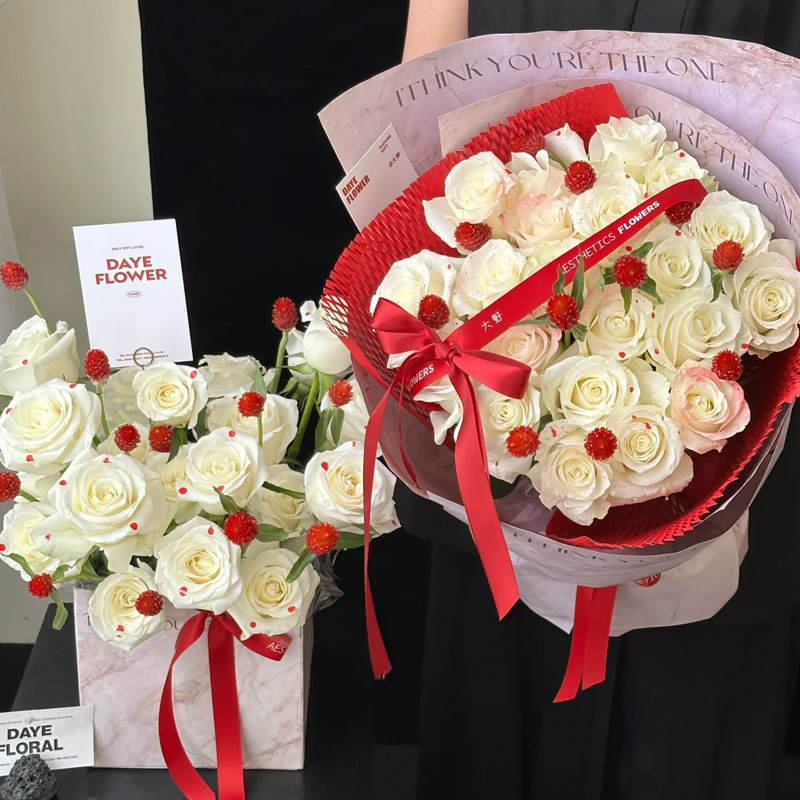 New Chinese Valentine's Day Marble Texture Series Kraft Paper High-End Bouquet Wrapping Paper Ins Style Flower Wrapping Paper