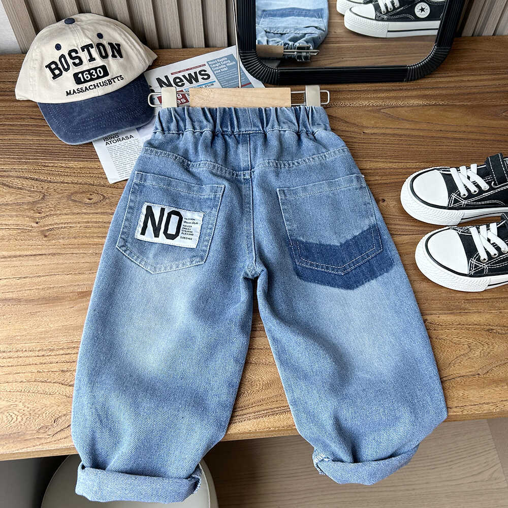 Children's Korean-style Loose Jeans 2024 Autumn New Arrival Zhongda Boys Simple All-match Casual Long Pants