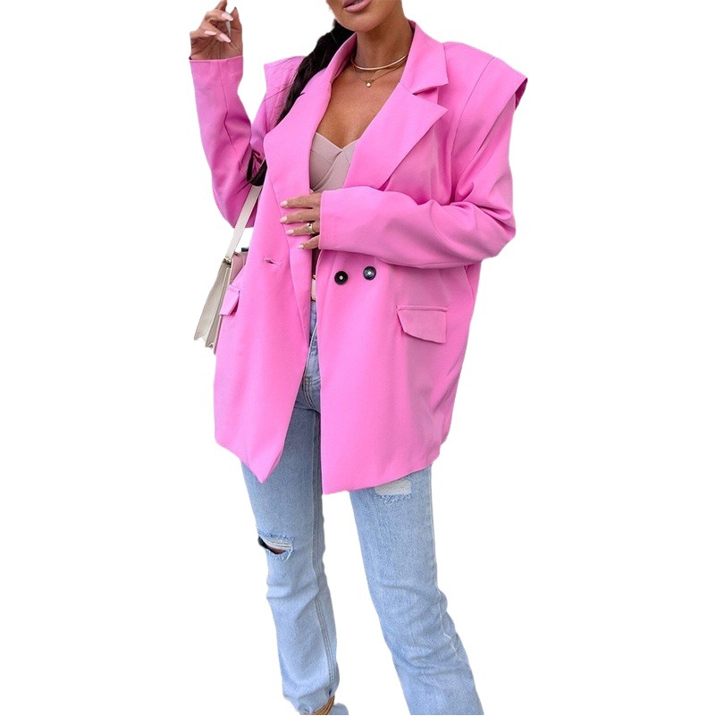 Cross-border Foreign Trade 2025 Spring and Autumn New Long Sleeve Loose Solid Color Casual Commuter Office Suit Jacket