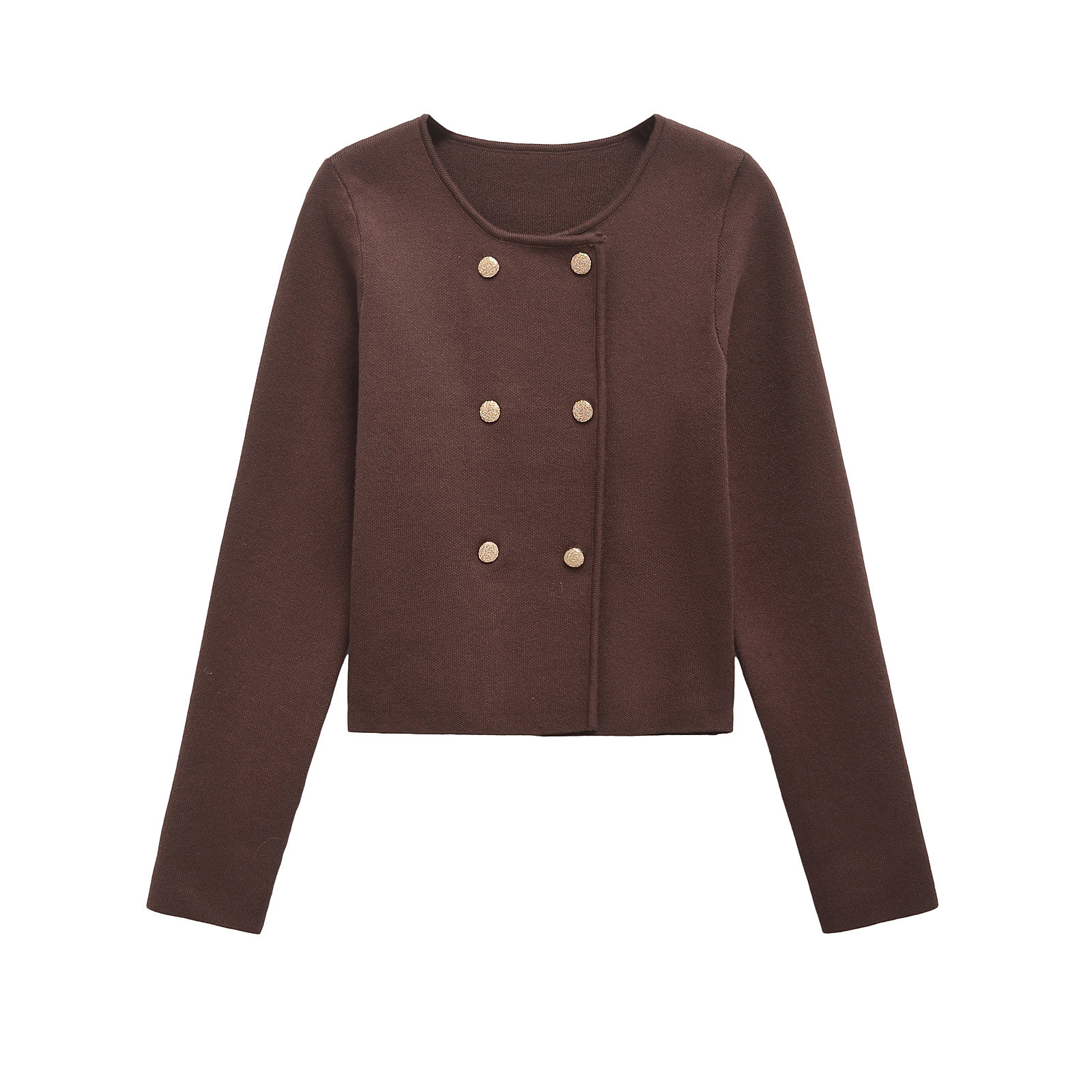 Winter Double Breasted brown Sweater Knitted Cardigan Women 2024 Winter European and American Style Long Sleeve