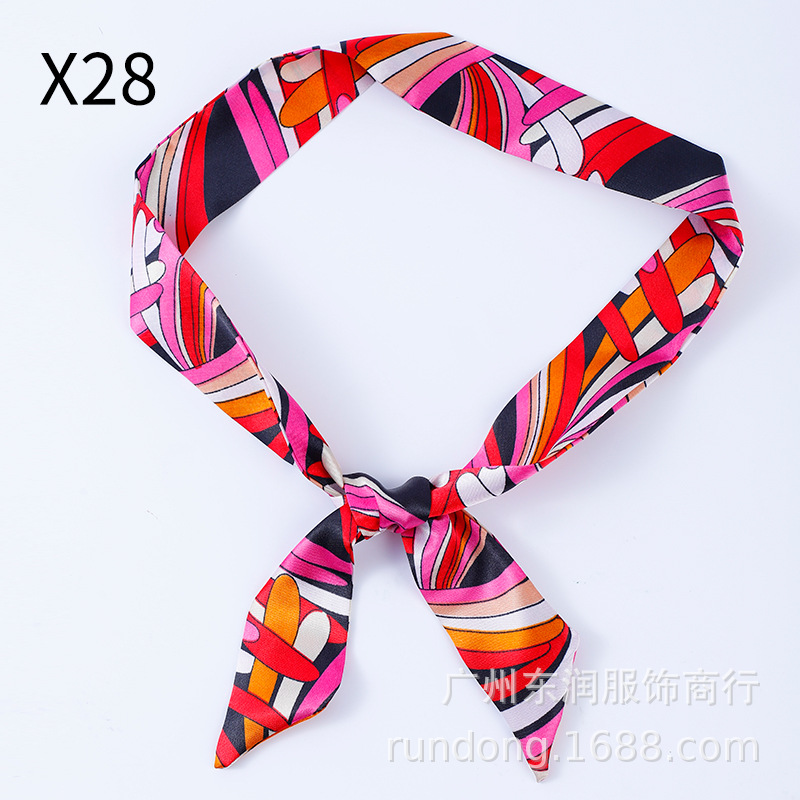 Picture of Silk Scarf Wholesale Long Beveled Small Silk Scarf Double-layer All-match Hair Belt Ribbon Decoration Tie Bag Hand Gift Box Silk Scarf