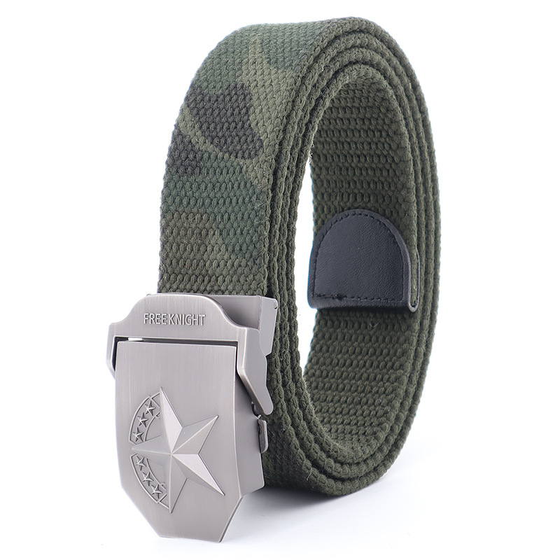 Picture of Thickened alloy camouflage canvas belt men's smooth buckle student leisure outdoor pants belt tactical military training wholesale