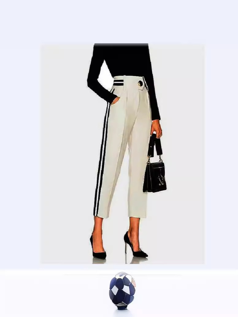 Striped High Waist 2025 New Fashion Slim Fit Women's Pants Drape European and American New White Ribbon Amazon