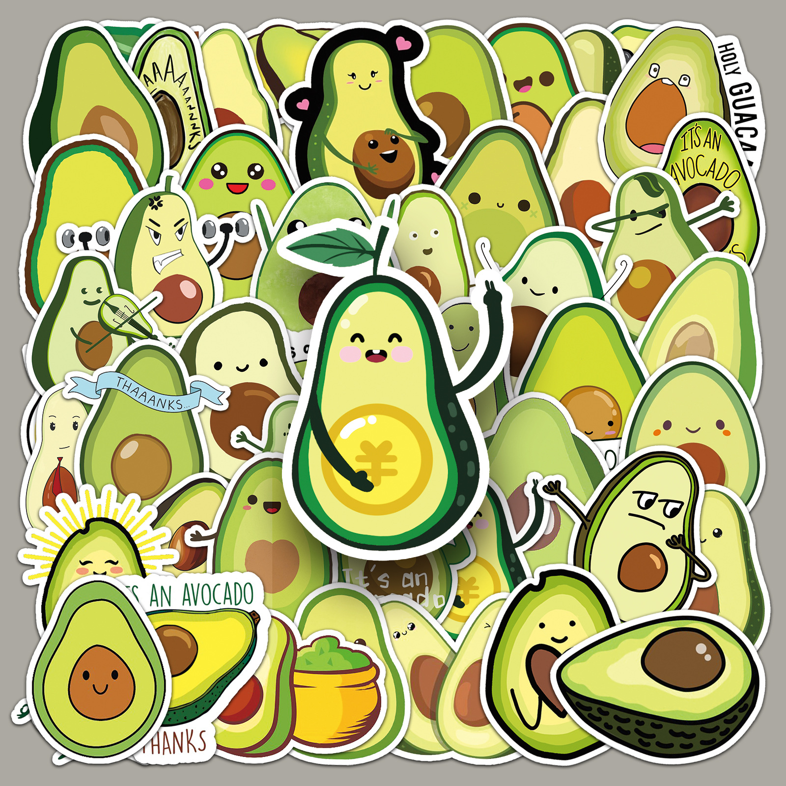 50 sheets cartoon diy avocado fruit graffiti decorative stickers laptop scooter stationery box stickers