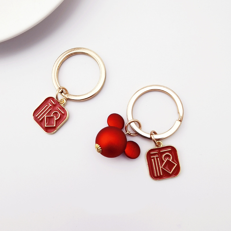 Mickey Chinese Style Keychain Pendant Good Luck Good Meaning Lucky Key Ring Creative Gift Bag Hanging Ornaments Nafu
