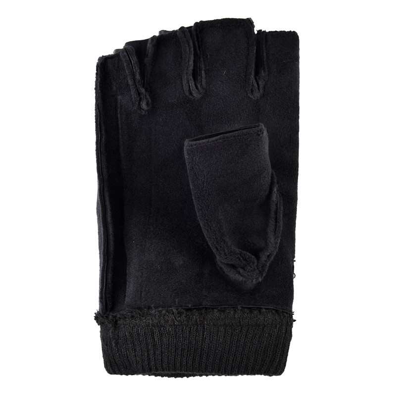 Picture of Student Men's Winter Fleece-lined Warm Half-finger Gloves Imitation Leather Riding Gloves Driving Fitness Thickened Soft Leather Gloves