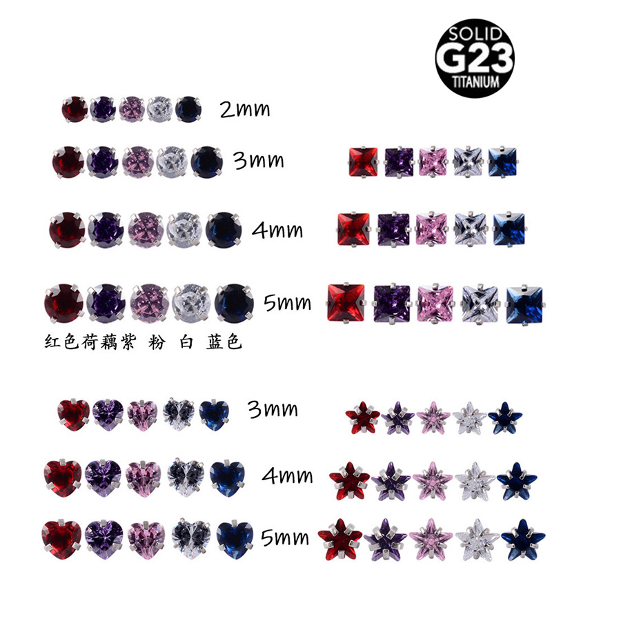 Puncture product lip nail zircon head 2-5mm 0.9-1.0mm internal thread