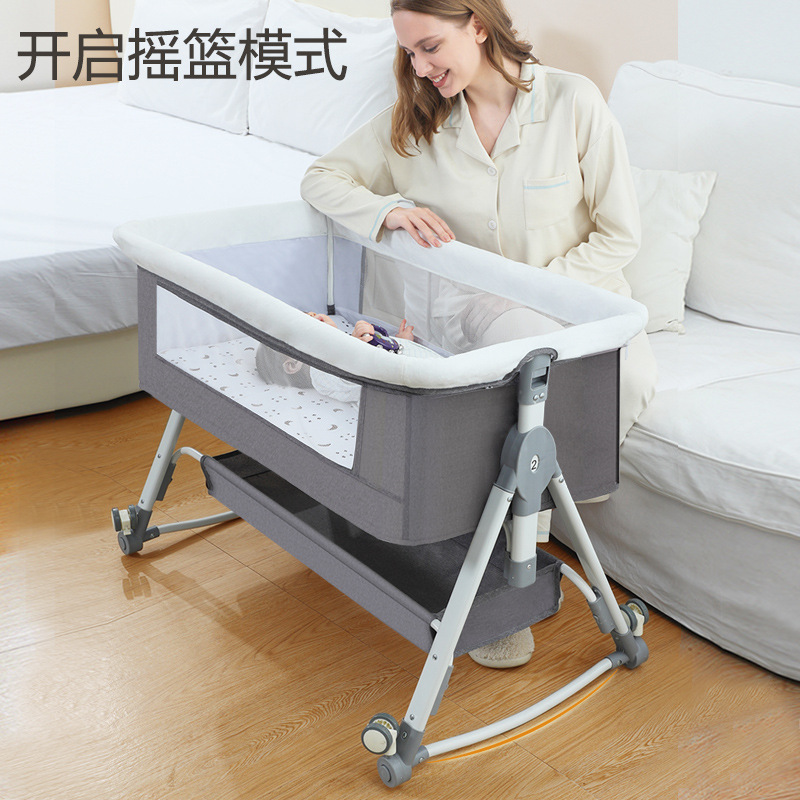 Picture of Baby Bed Neonatal Bed Splicing Big Bed Baby Shaker bb Children's Bed Multi-functional Mobile Foldable Bed