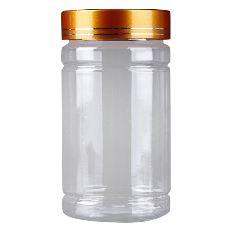 100 150 200g ml metal lid transparent pet bamboo plastic bottle transparent plastic dried fruit bottle packaging